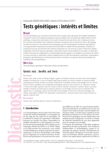 Tests génétiques : intérêts et limites