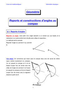 Géométrie Reports et constructions d`angles au compas