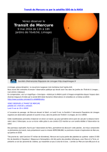 Transit de Mercure vu par le satellite SDO de la NASA,Transit des