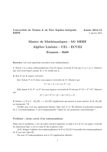 Master de Mathématiques - M1 MEEF Alg`ebre Linéaire