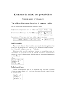 Eléments du calcul des probabilités Formulaire d`examen