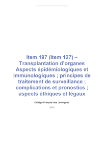 Item 197 (Item 127) – Transplantation d`organes Aspects