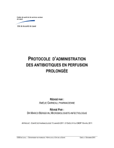 protocole d`administration des antibiotiques en perfusion prolongée