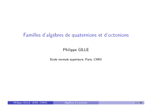Familles d`algèbres de quaternions et d`octonions