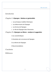 Introduction Chapitre I : L`épargne : Notons et généralités Chapitre II