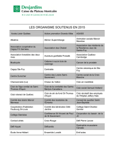 les organisme soutenus en 2015