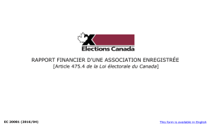 Rapport financier d`une association enregistrée