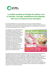 La vanilline produite par biologie de synthèse n`est ni naturelle, ni