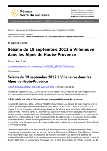Séisme du 19 septembre 2012 à Villeneuve dans les Alpes de