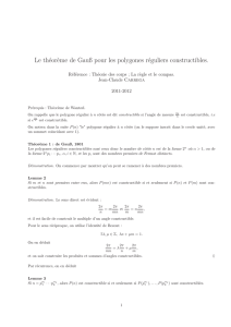 Le théorème de Gauß pour les polygones réguliers constructibles.