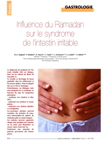 Influence du Ramadan sur le syndrome de l`intestin
