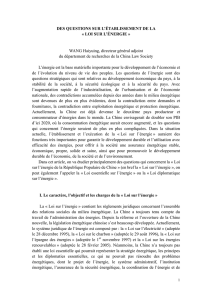 LOI SUR L`ÉNERGIE - Société de législation comparée