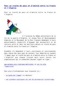 Pour un traité de paix et d`amitié entre la France et l`Algérie