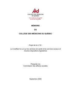 Memoire projet de loi 33 - Collège des médecins du Québec