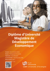 Diplôme d`Université Magistère de Développement Economique