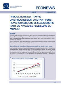 Productivité du travail: une progression d`autant plus remarquable