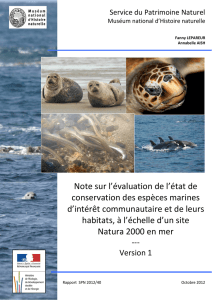 Note sur l`évaluation de l`état de conservation des espèces marines