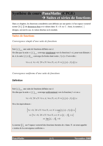 Synthèse de cours PanaMaths (CPGE) → Suites et séries de fonctions