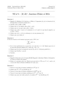 TD no 5 – (Z/nZ) , fonction d`Euler et RSA - IMJ-PRG