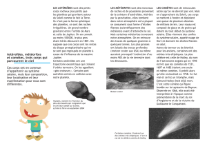 Astéroïdes, météorites et comètes, trois corps qui