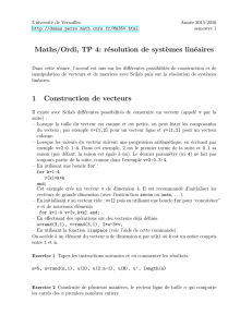 Maths/Ordi, TP 4: résolution de syst`emes linéaires 1 Construction