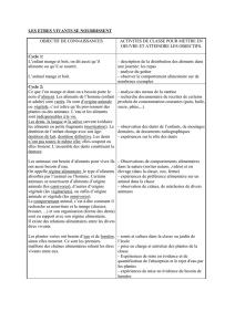 les etres vivants se nourrissent objectif de connaissances activites