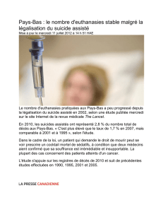 Pays-Bas : le nombre d`euthanasies stable malgré la