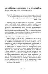 La méthode axiomatique et la philosophie