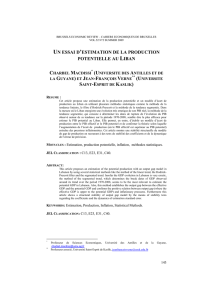 un essai d`estimation de la production potentielle au liban