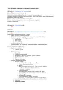 Table des matières des cours d`astronomie/astrophysique