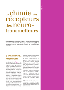 La chimie des r&eacute;cepteurs des neurotransmetteurs