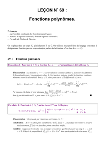 LEÇON N˚ 69 : Fonctions polynômes.