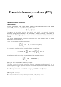 Potentiels thermodynamiques (PC*)