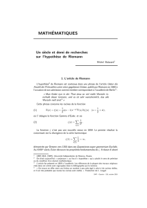 Un siècle et demi de recherches sur l`hypothèse de Riemann