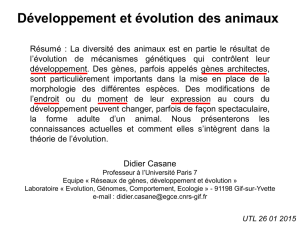 Développement et évolution des animaux - UTL