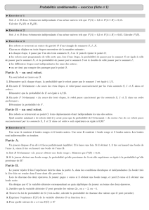 Probabilités conditionnelles – exercices (fiche n Partie A – un seul