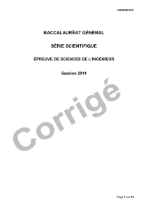 Corrigé du bac S - Sciences de l`Ingénieur 2014