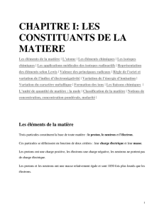 chapitre i: les constituants de la matiere