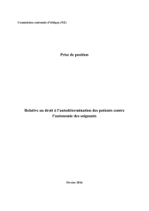 Prise de position Relative au droit à l`autodétermination des patients