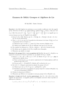 Examen de M024: Groupes et Algèbres de Lie - IMJ-PRG