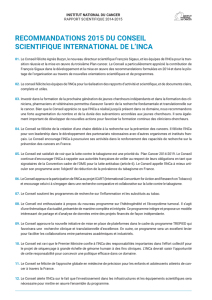 recommandations 2015 du conseil scientifique international de l`inca