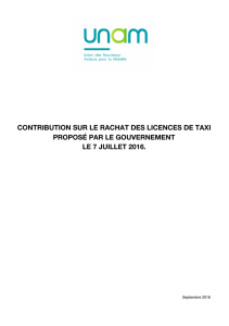 contribution sur le rachat des licences de taxi proposé par le