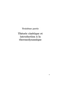 Théorie cinétique et introduction à la thermodynamique