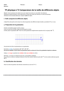 TP n°2 Comparaison de la taille de différents objets
