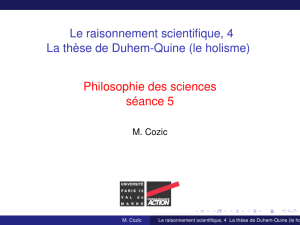 Le raisonnement scientifique, 4 La thèse de Duhem