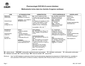 Pharmacologie/ RCR BCLS avancé (Adultes) Médicaments