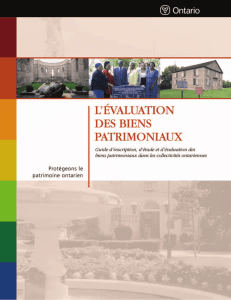 L`évaluation des biens patrimoniaux