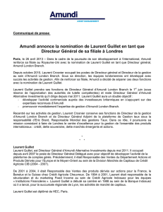 Amundi annonce la nomination de Laurent Guillet
