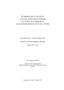 elaboration d`un outil d`evaluation des internes en stage aux