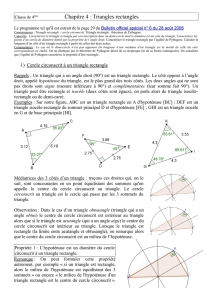 Chapitre 4 : Triangles rectangles